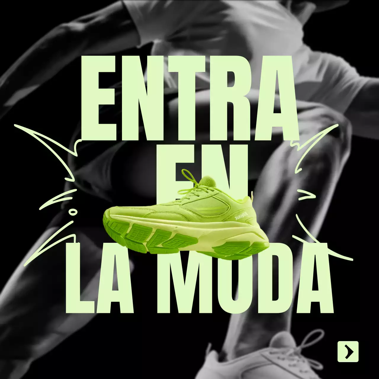 Promoción de zapatillas de neón atrevidas