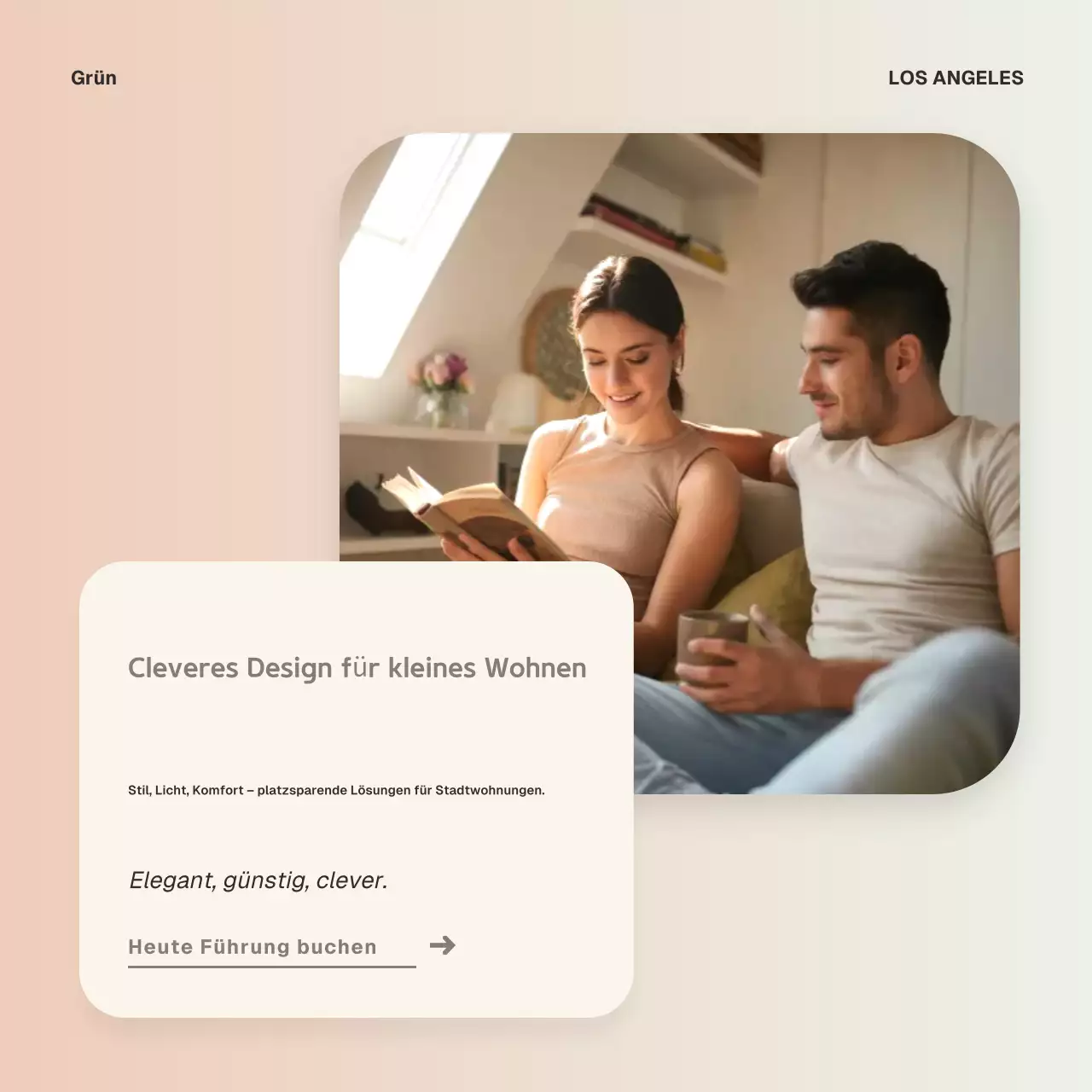 Instagram-Post zur Förderung moderner Innenräume in Beige