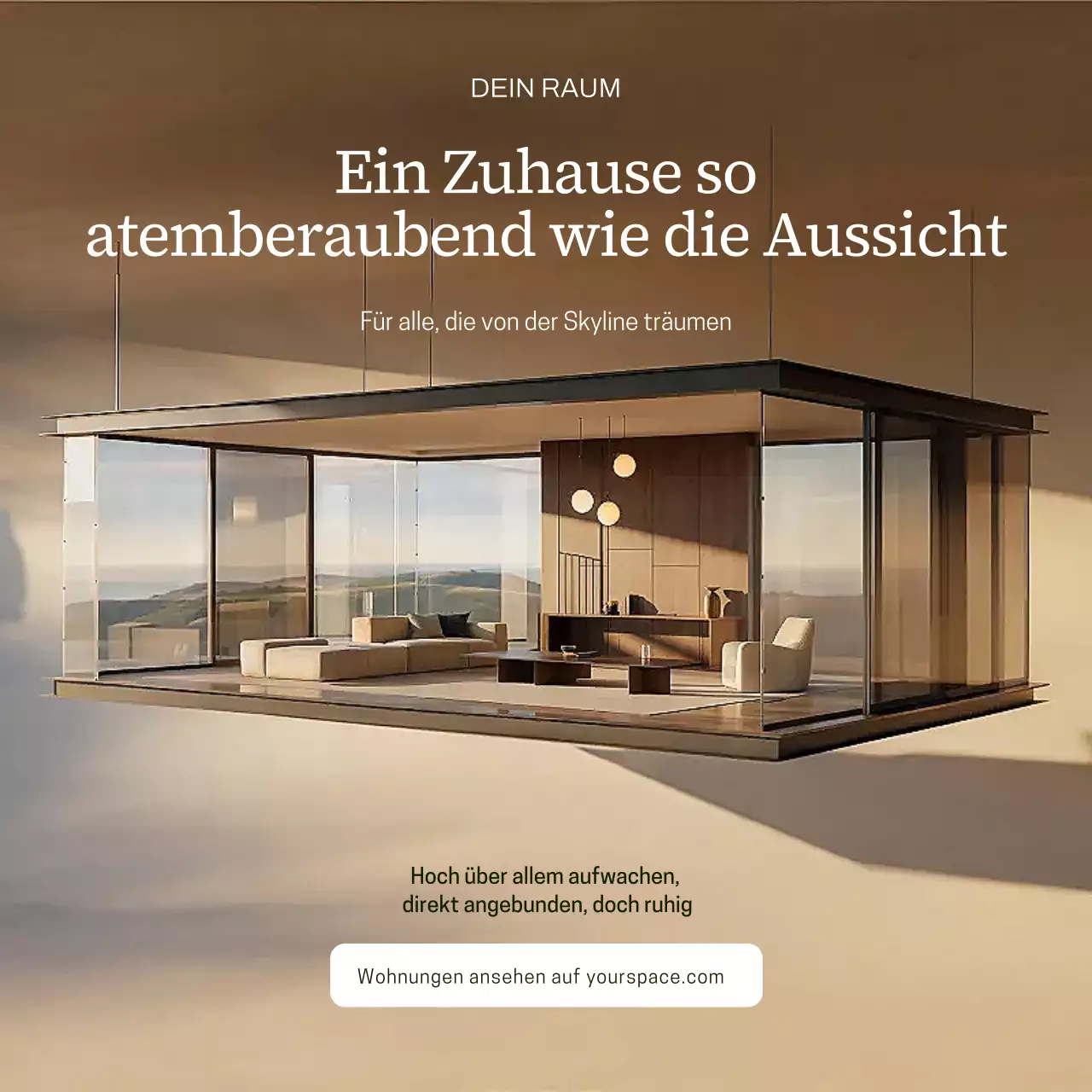 Instagram-Beitrag zur Werbung für eine beige moderne Residenz