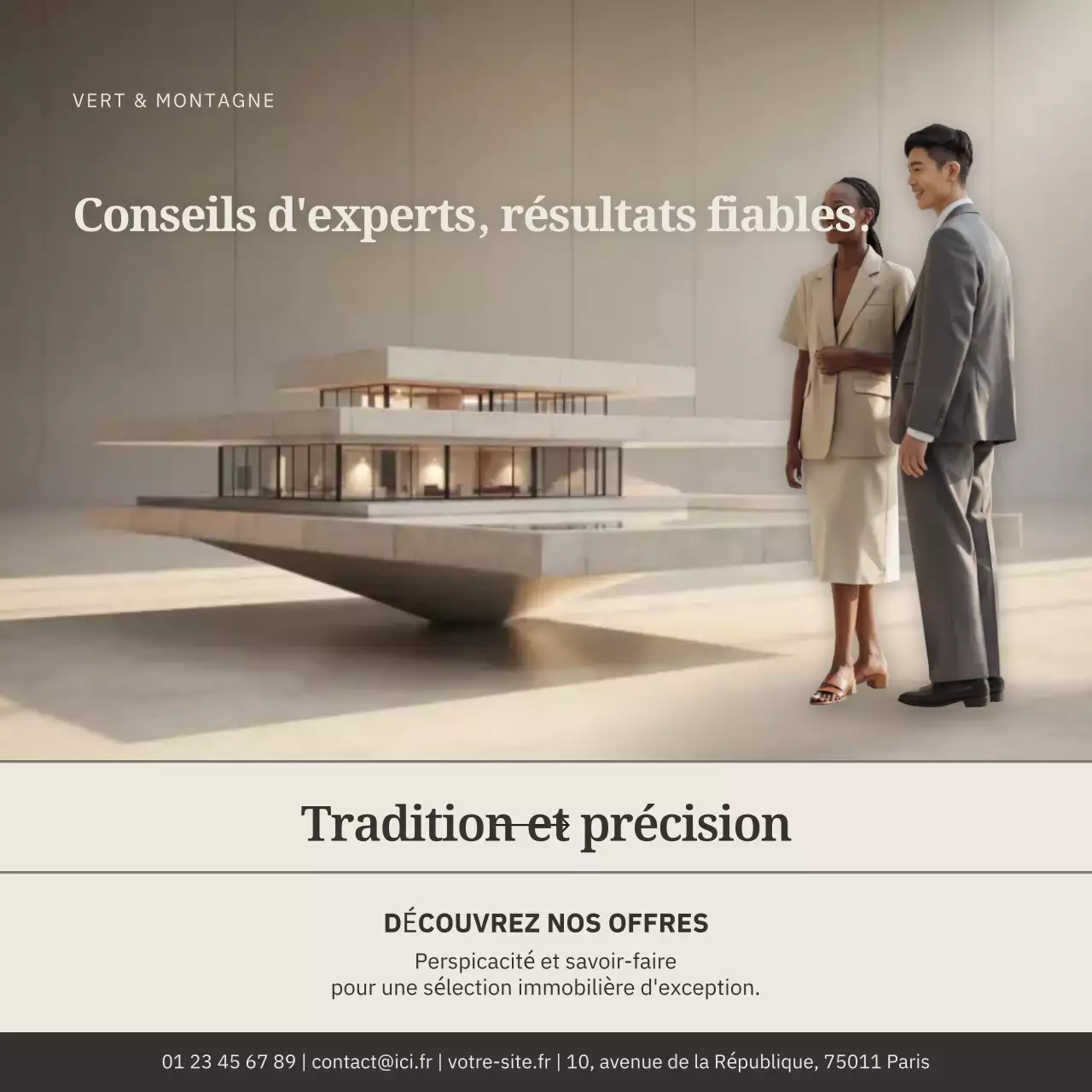 Publicité sur l'architecture moderne beige sur Instagram