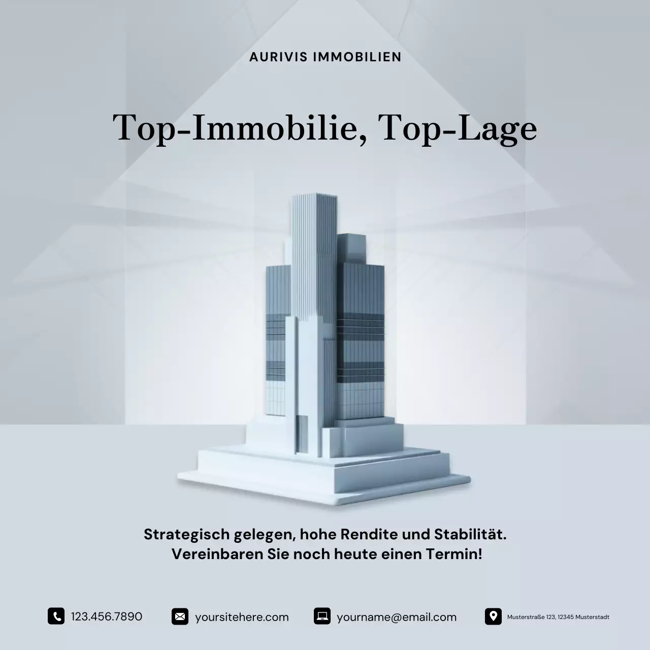 Grauer moderner Instagram-Beitrag zur Immobilienwerbung