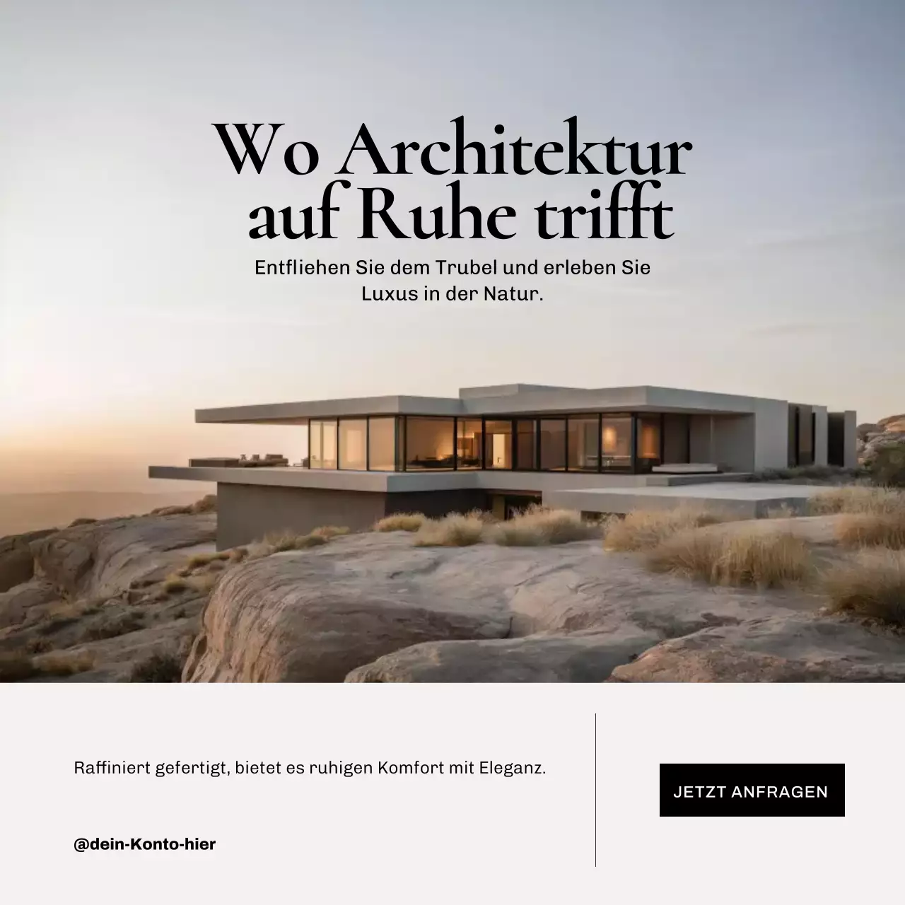 Instagram-Beitrag zur Förderung moderner Architektur in Beige