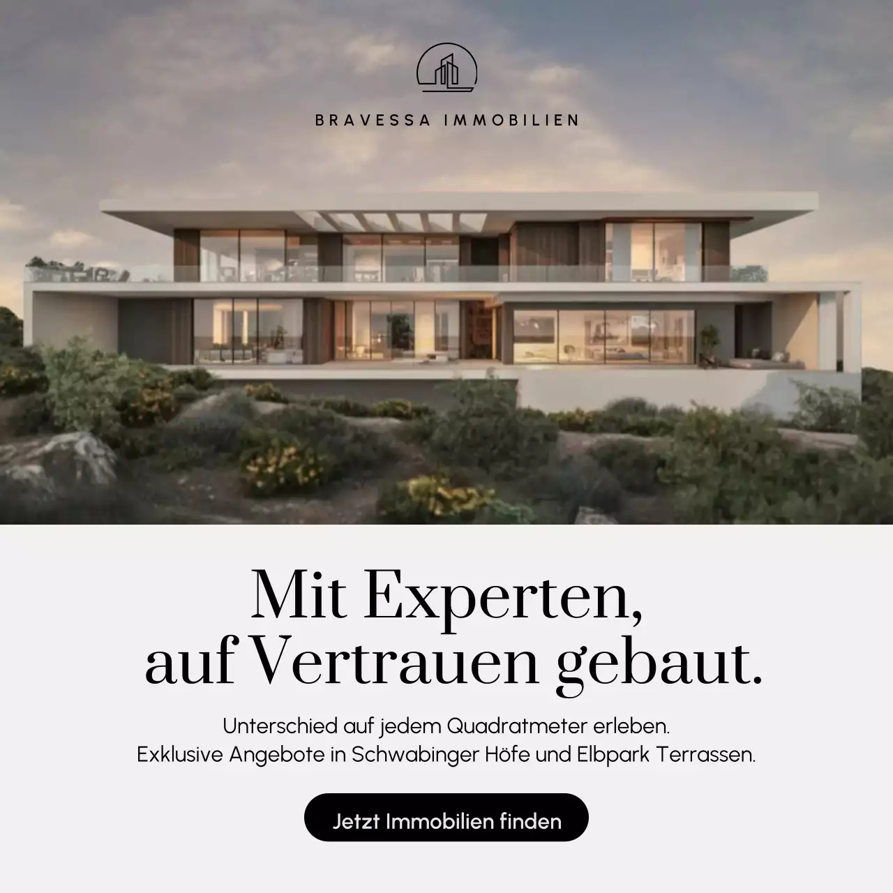 Beigefarbener moderner Instagram-Beitrag zur Immobilienwerbung