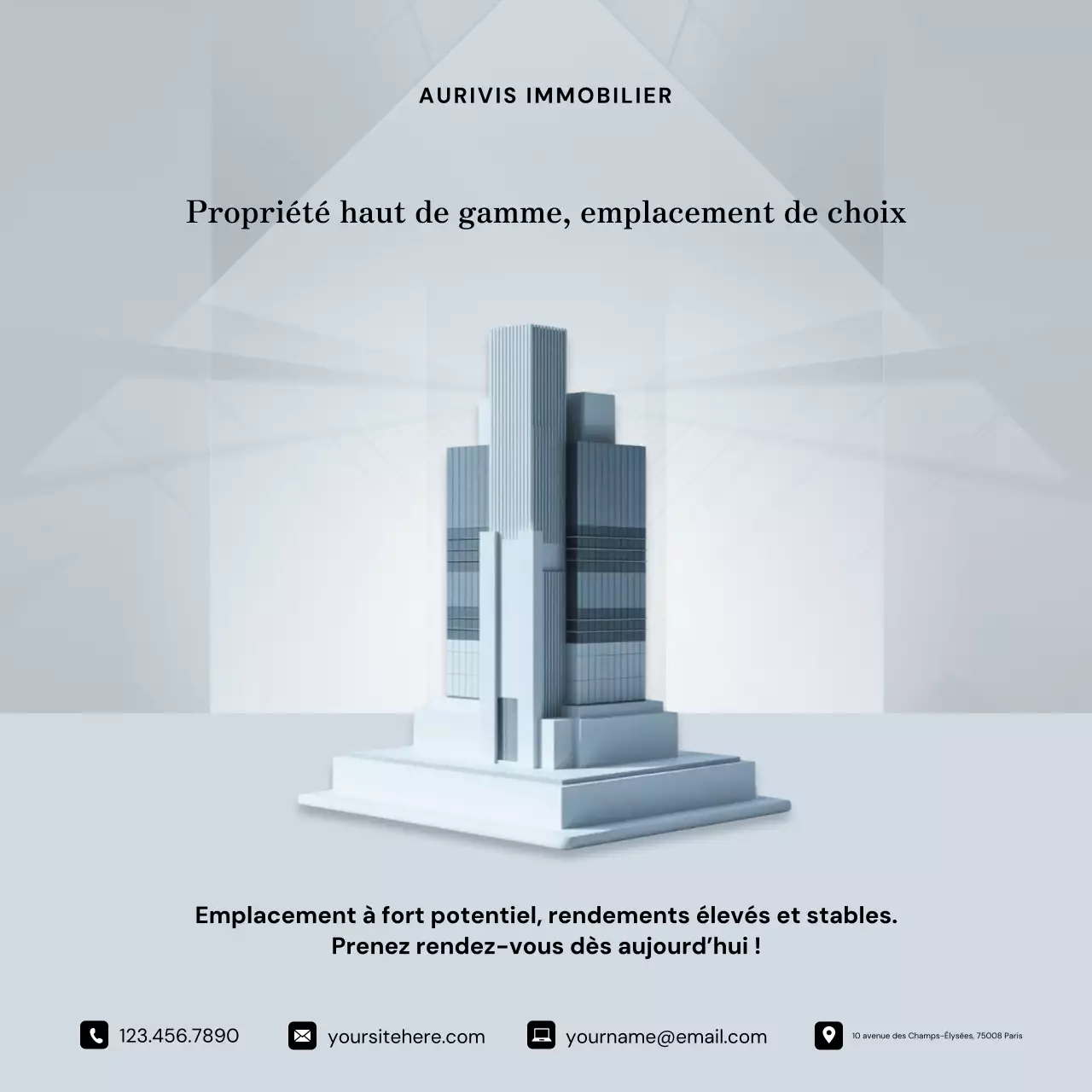 Publication Instagram sur la promotion immobilière moderne grise