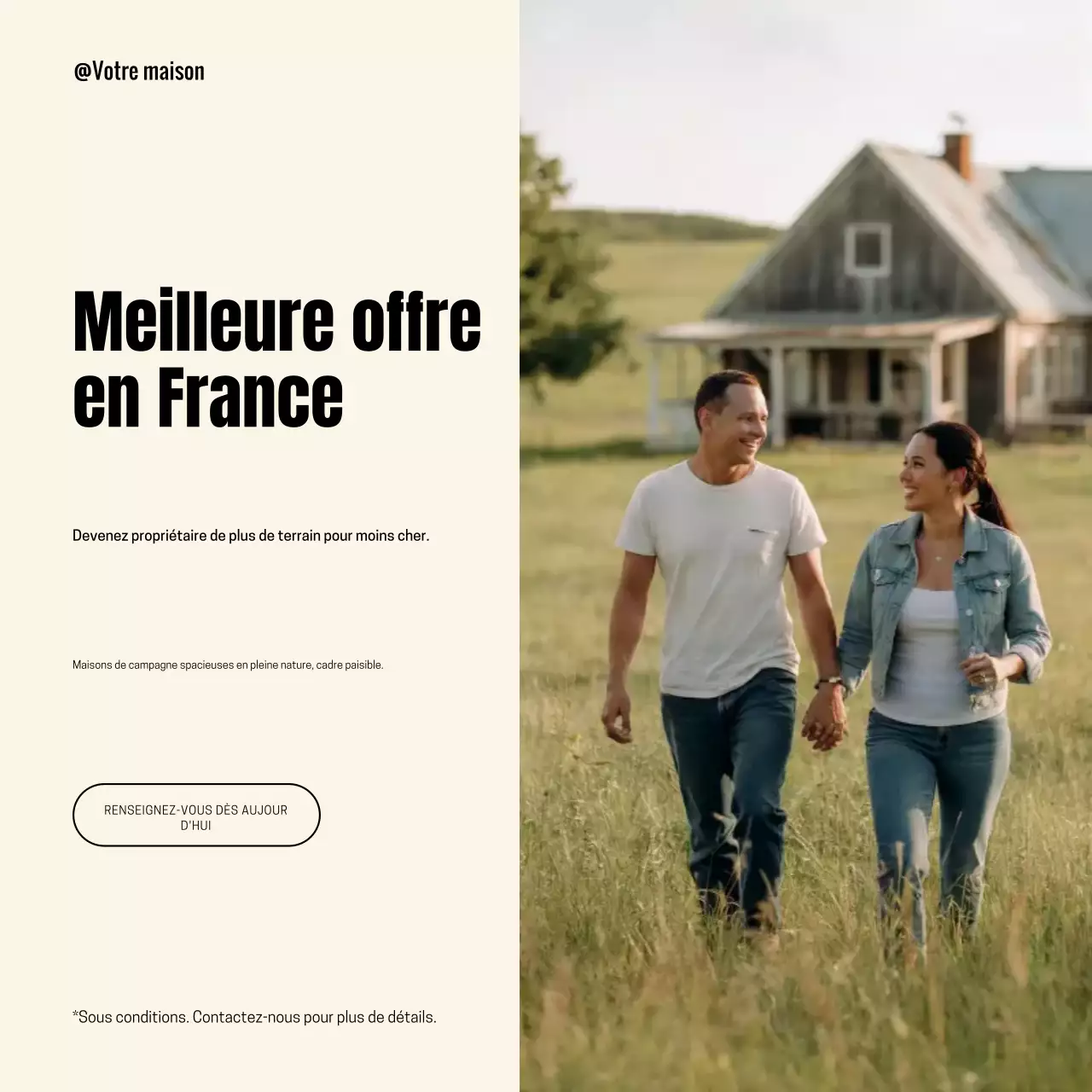 Publication Instagram sur la promotion immobilière beige et rustique