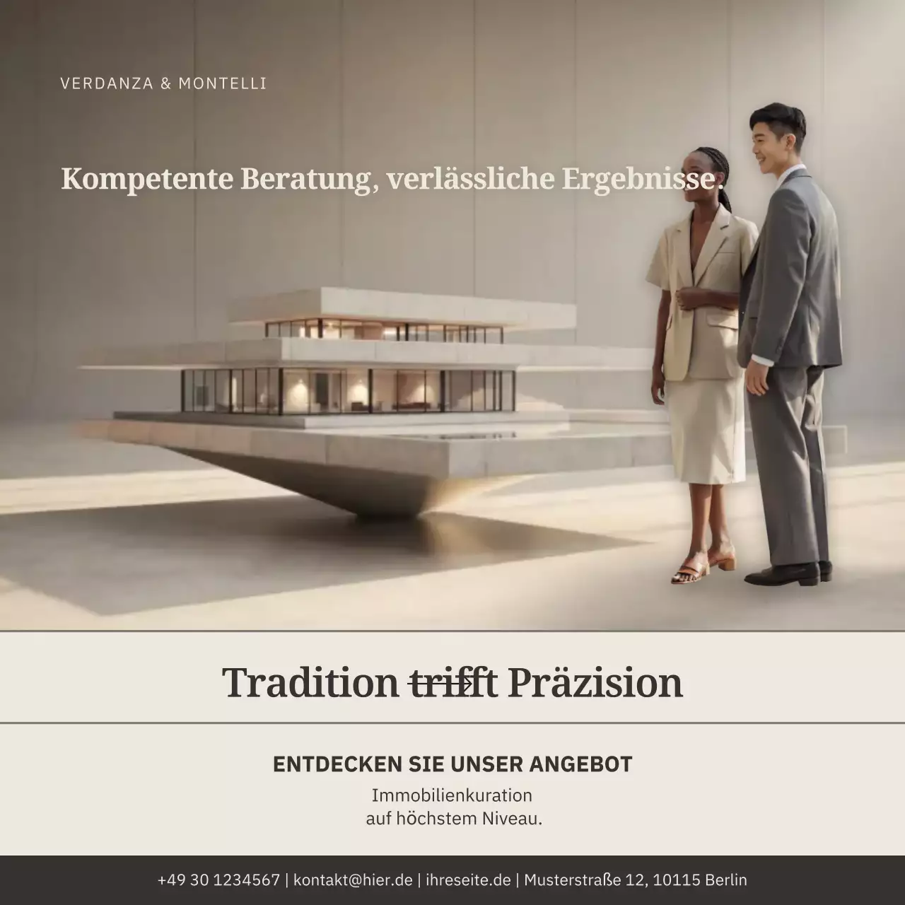 Instagram-Beitrag zu Werbung für moderne Architektur in Beige