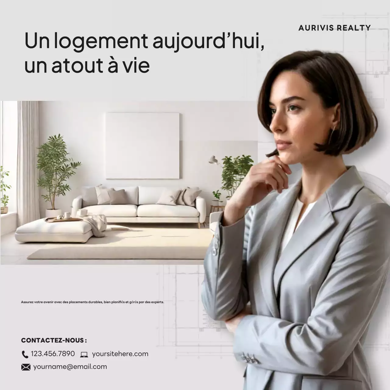 Publication Instagram sur la promotion immobilière moderne beige