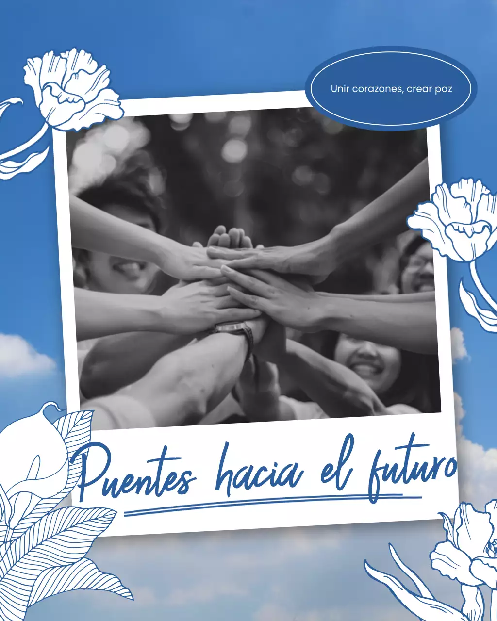 Publicación de Instagram del anuncio del Día de la Paz Moderna Azul