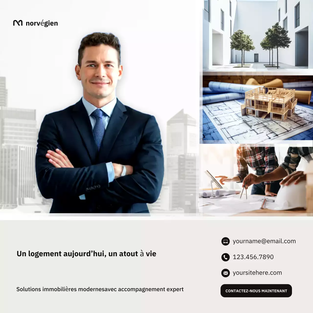 Publication Instagram sur la promotion immobilière moderne grise