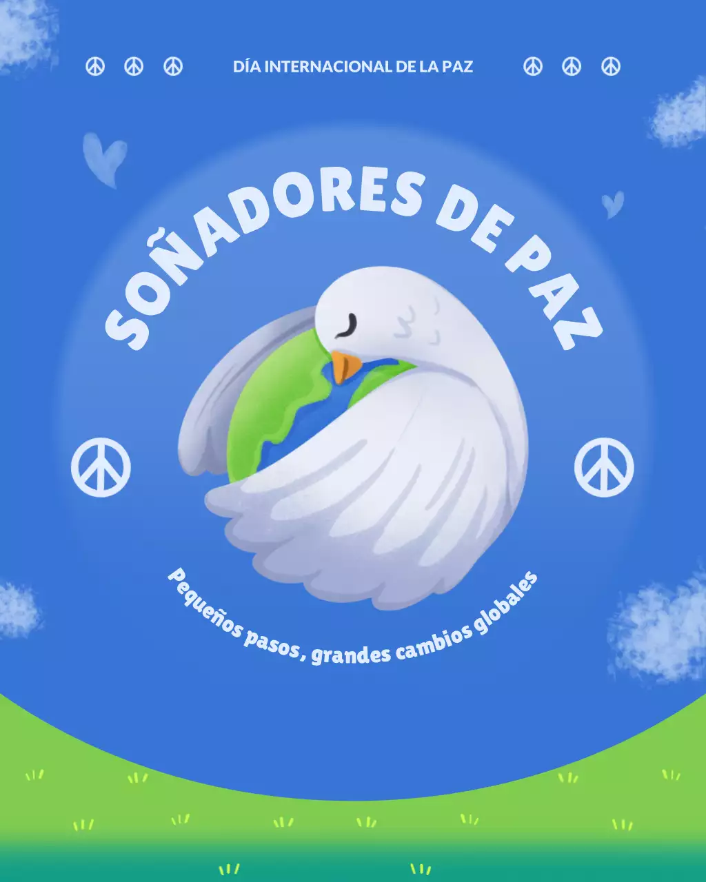 Publicación de Instagram del Día Internacional de la Paz en azul y moderno