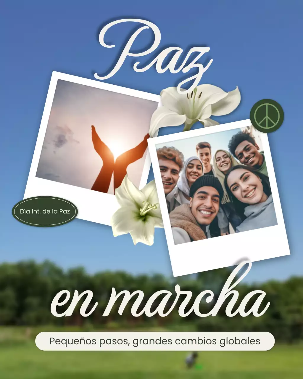 Publicación de Instagram del anuncio del Día de la Paz con un toque elegante y verde