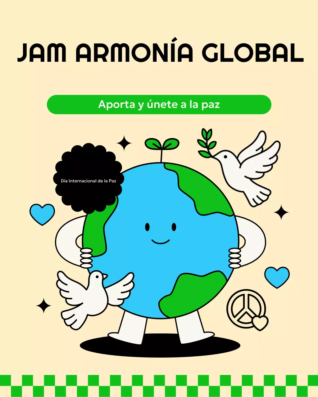 Publicación de Instagram del evento del Día de la Paz retro azul y verde