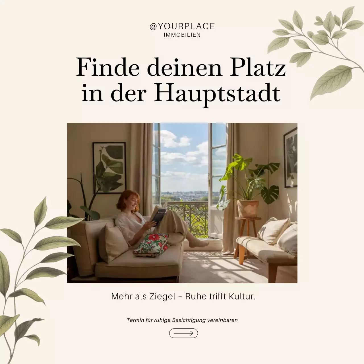 Beige Eleganter Instagram-Beitrag zur Immobilienwerbung