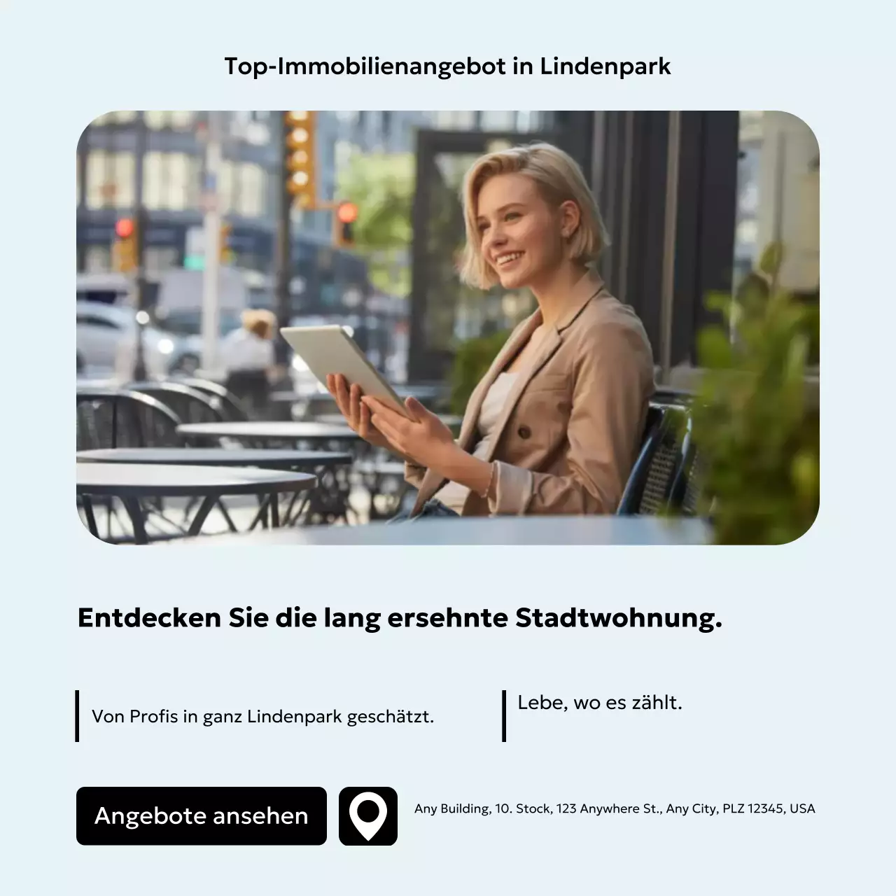 Beigefarbener moderner Instagram-Beitrag zur Immobilienwerbung