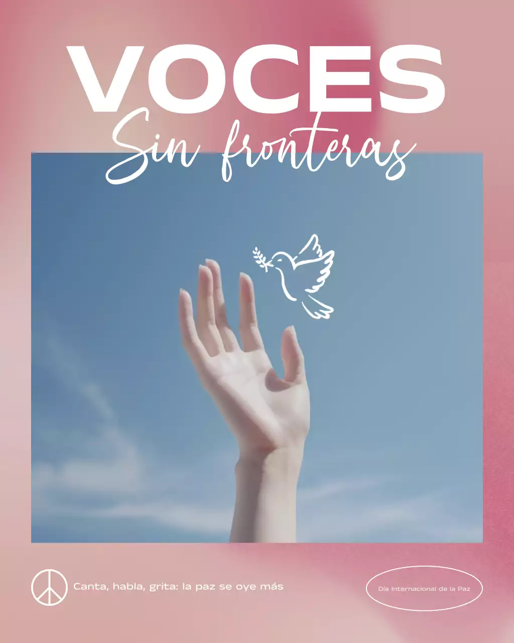 Publicación de Instagram con un elegante anuncio del Día de la Paz en rosa