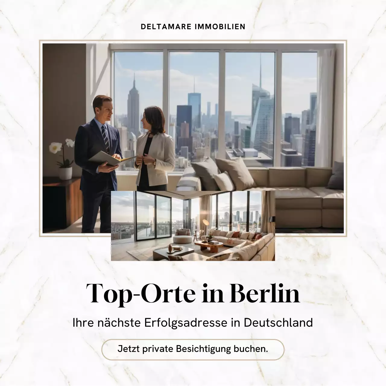 Instagram-Beitrag zur Förderung moderner Immobilien in Beige