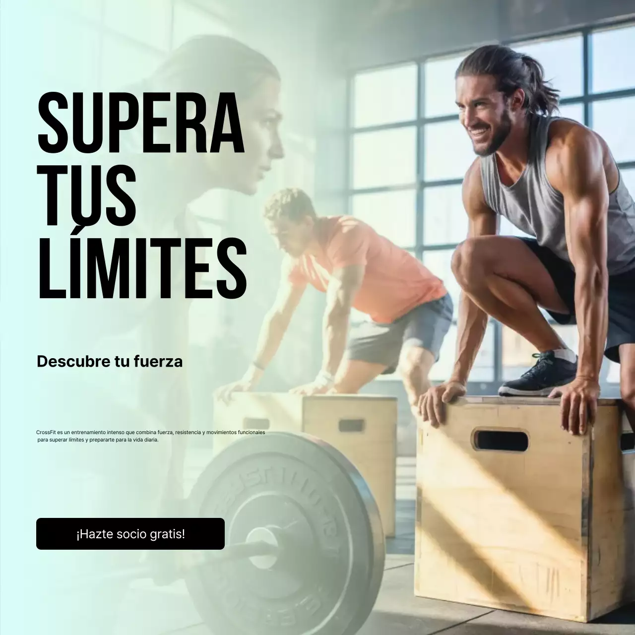 Promoción de fitness moderna en verde azulado