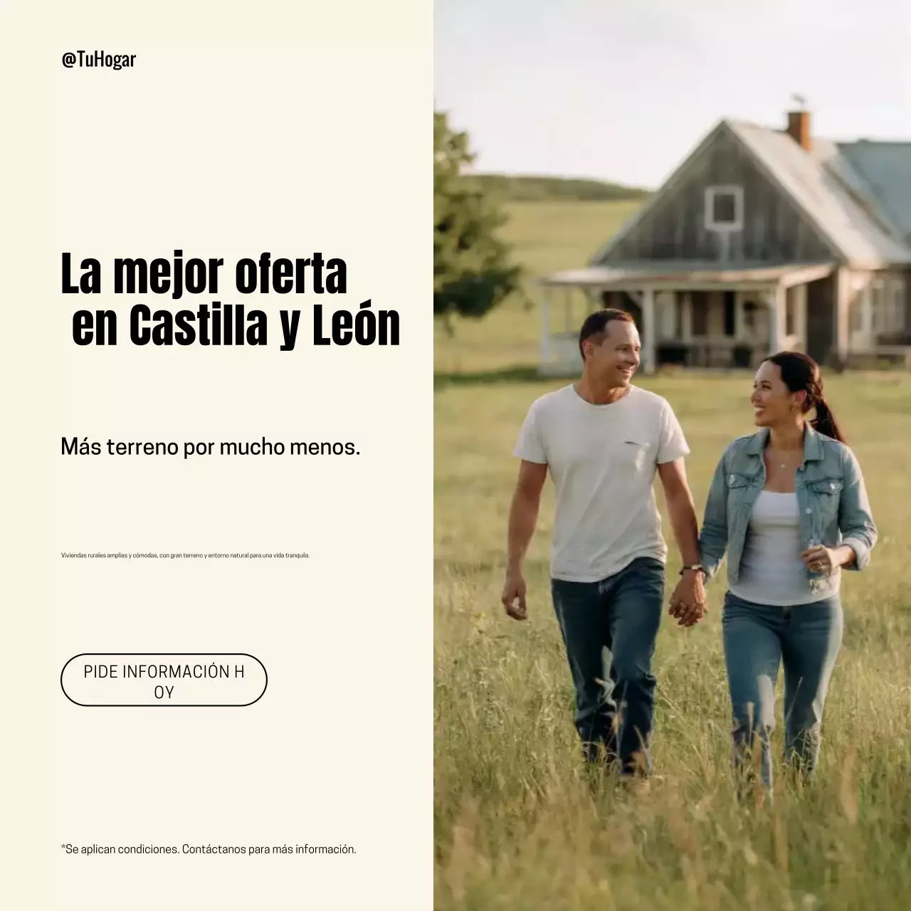 Publicación de Instagram de promoción inmobiliaria rústica beige