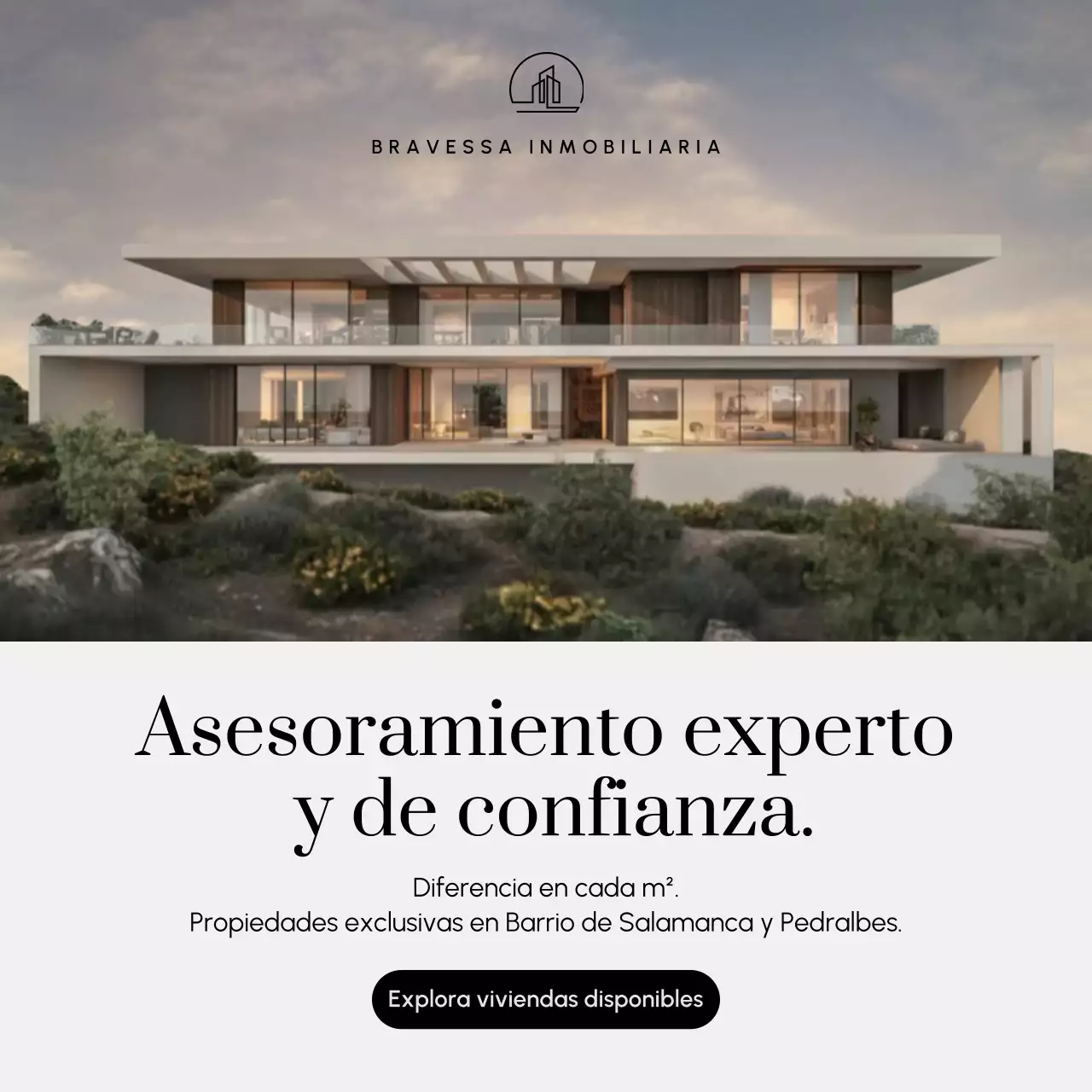 Publicación de Instagram de un anuncio inmobiliario moderno en beige