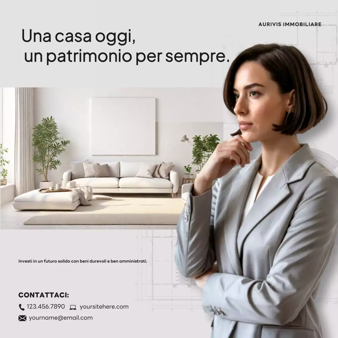 Post Instagram sulla promozione immobiliare moderna beige
