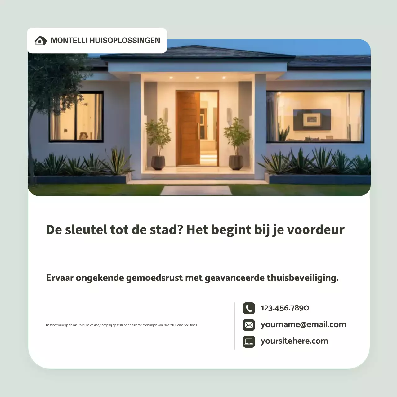 Instagram-bericht met advertentie voor een groen, modern huis