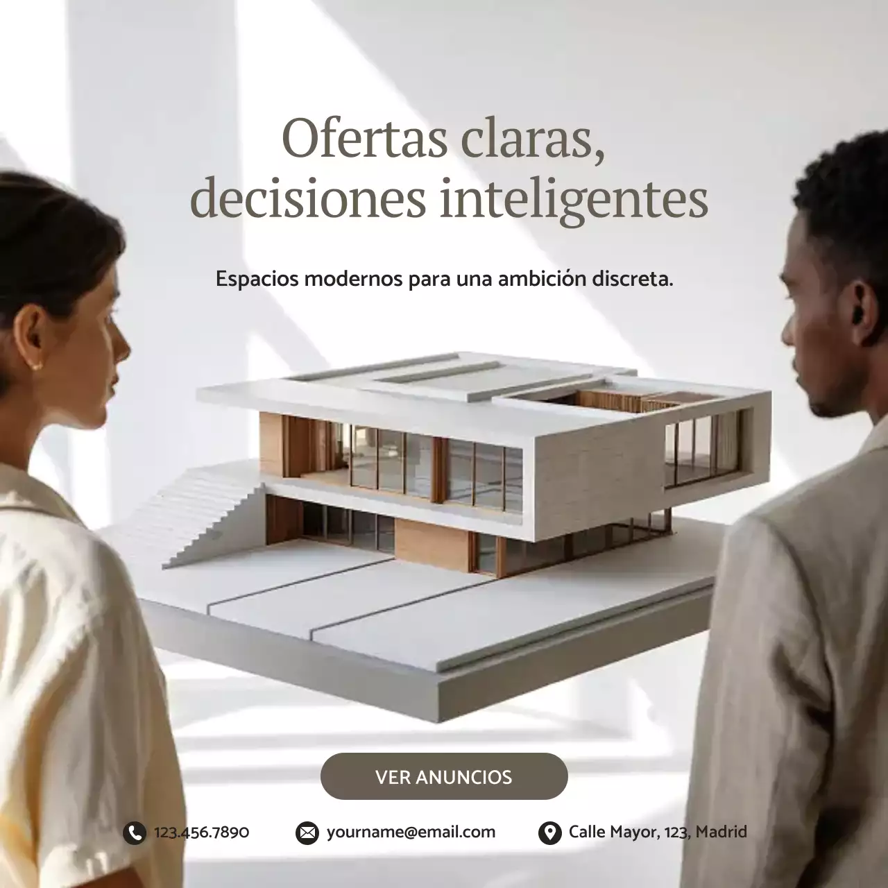 Publicación de Instagram de un anuncio inmobiliario moderno en beige