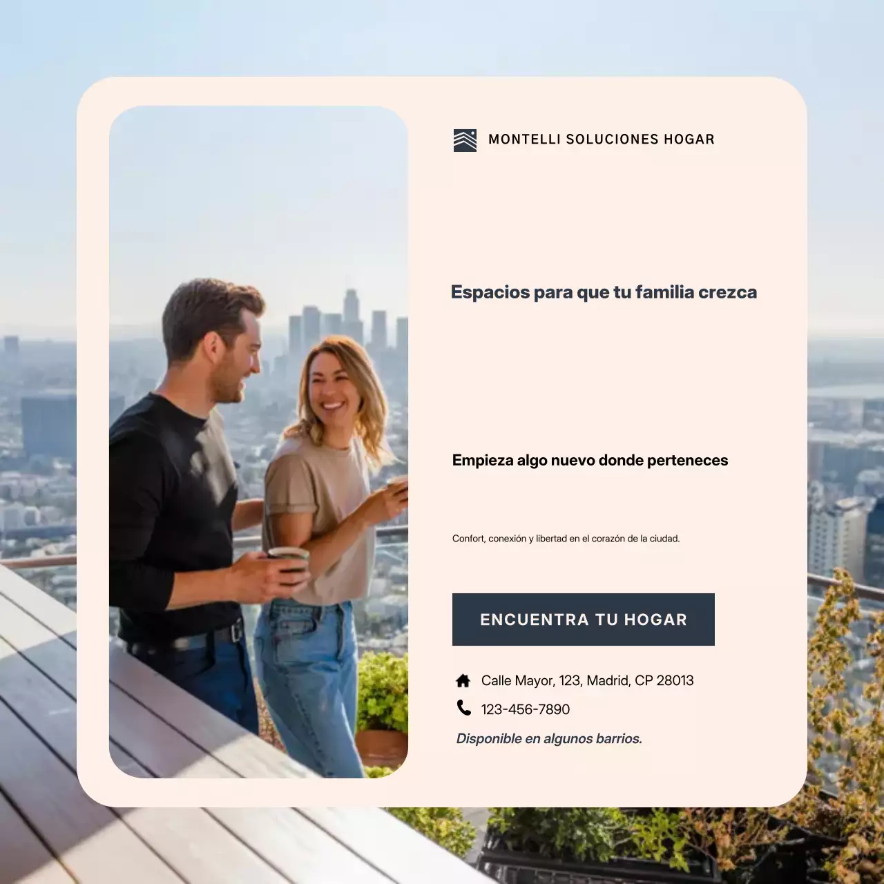 Publicación de Instagram de un anuncio inmobiliario moderno en beige