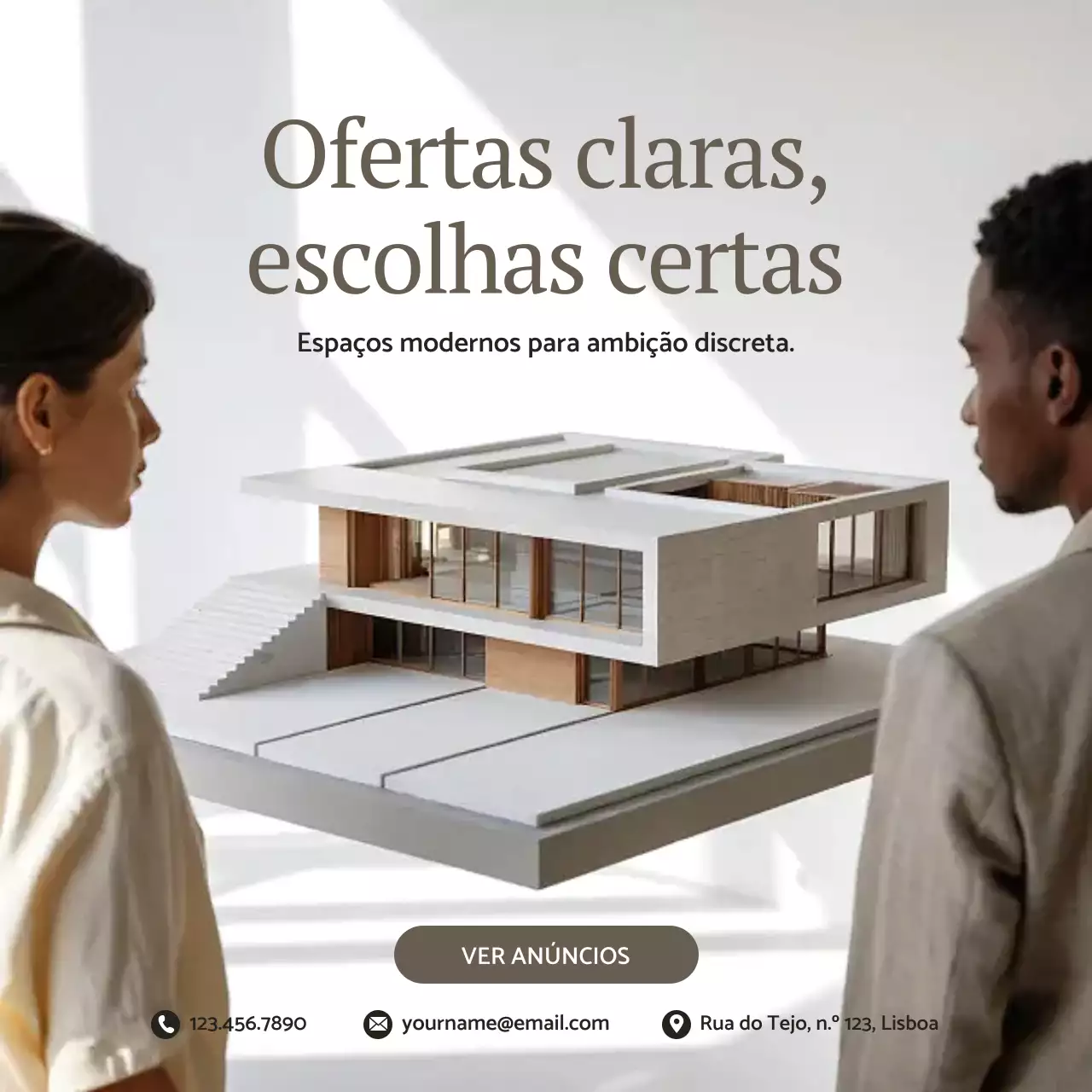 Publicação de anúncio imobiliário moderno bege no Instagram