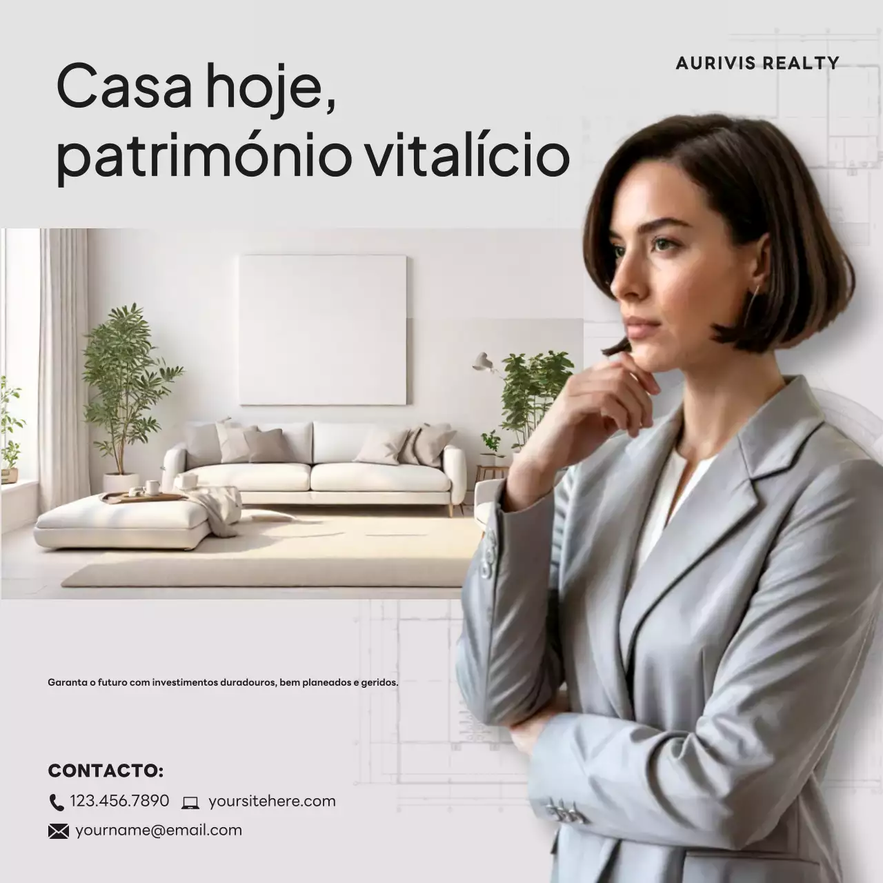 Postagem de promoção imobiliária moderna bege no Instagram
