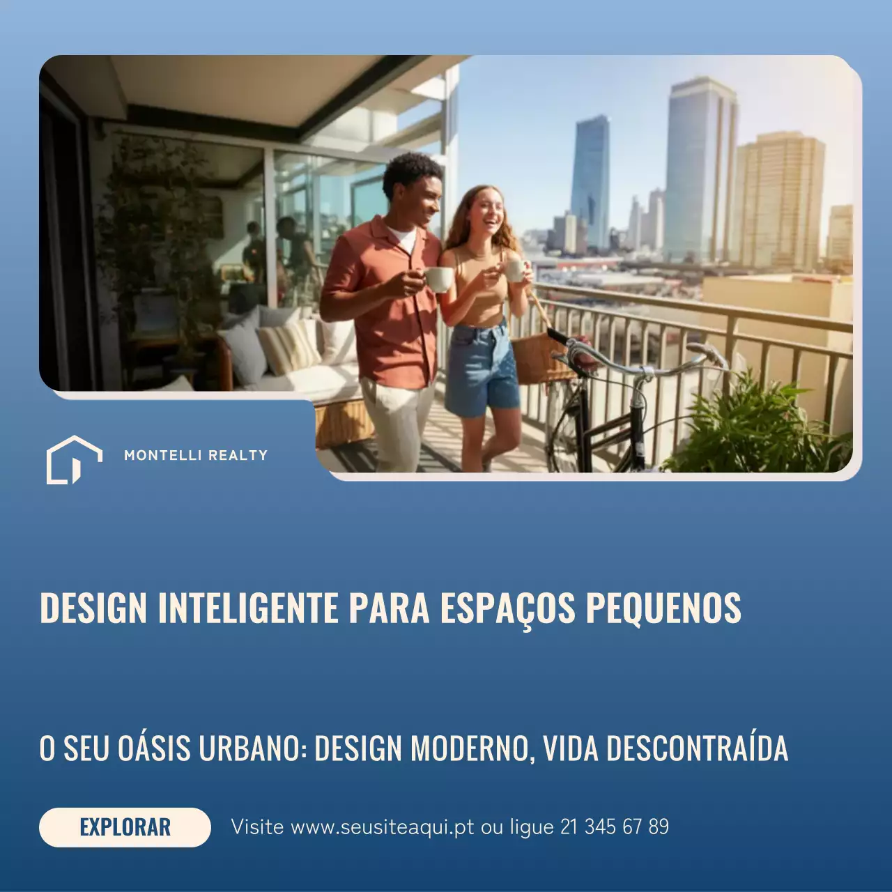 Postagem de promoção imobiliária moderna azul no Instagram