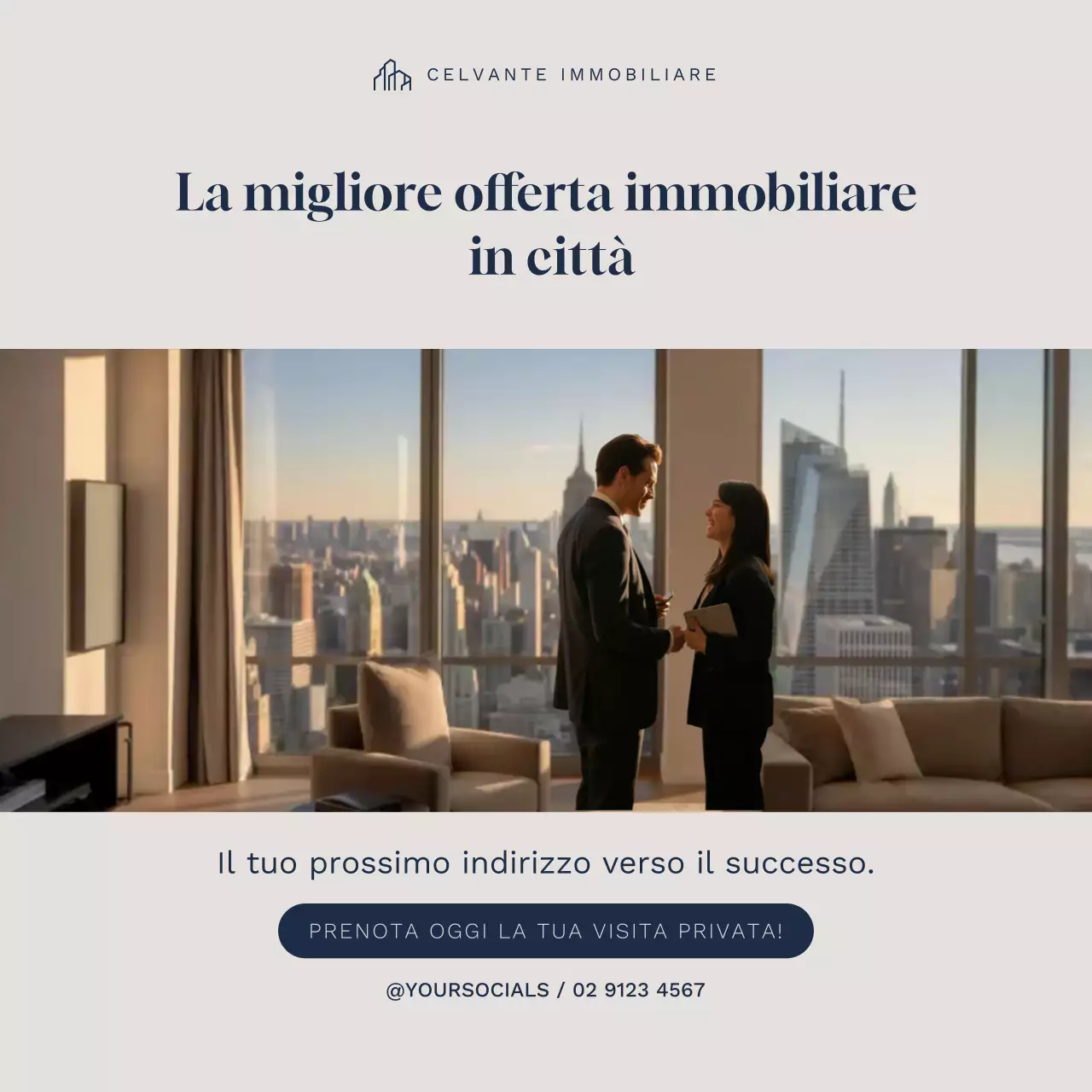 Post Instagram sulla promozione immobiliare moderna beige