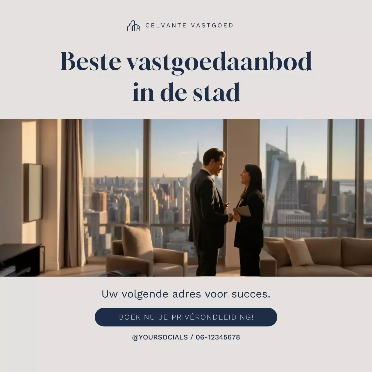 Beige moderne Instagram-post voor vastgoedpromotie