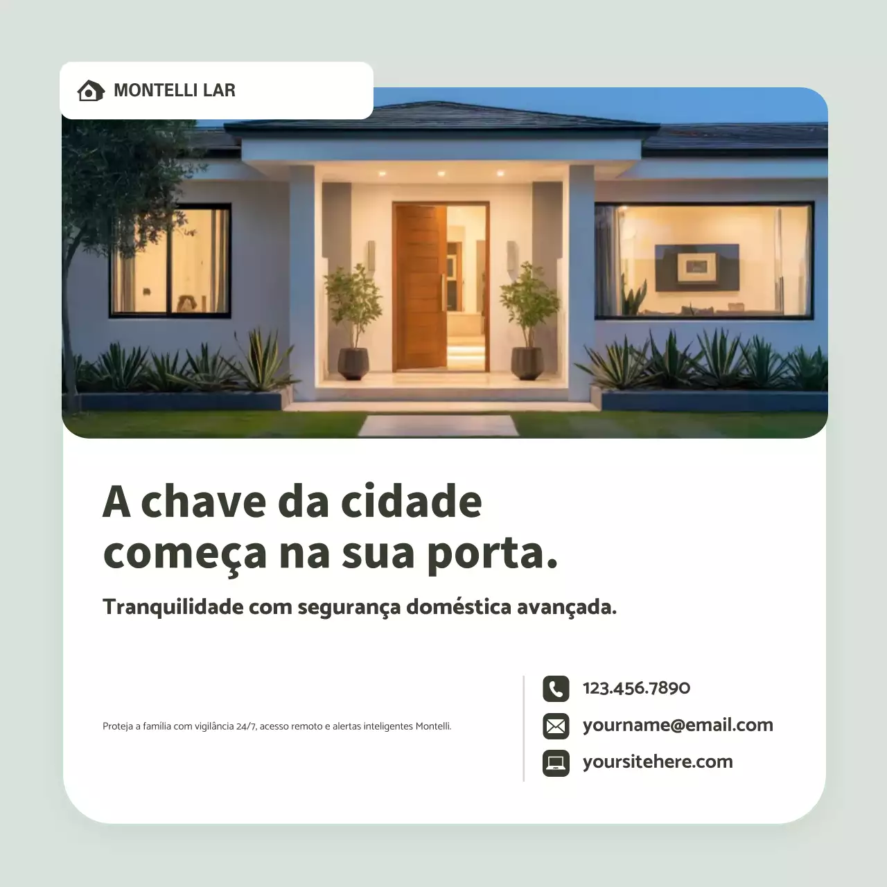 Publicação de anúncio de casa moderna verde no Instagram
