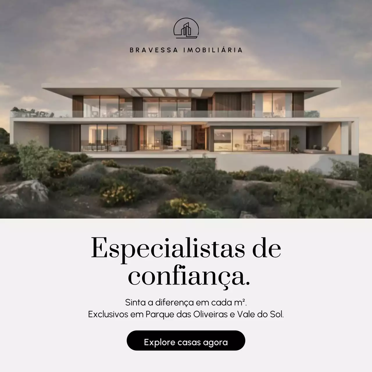 Publicação de anúncio imobiliário moderno bege no Instagram