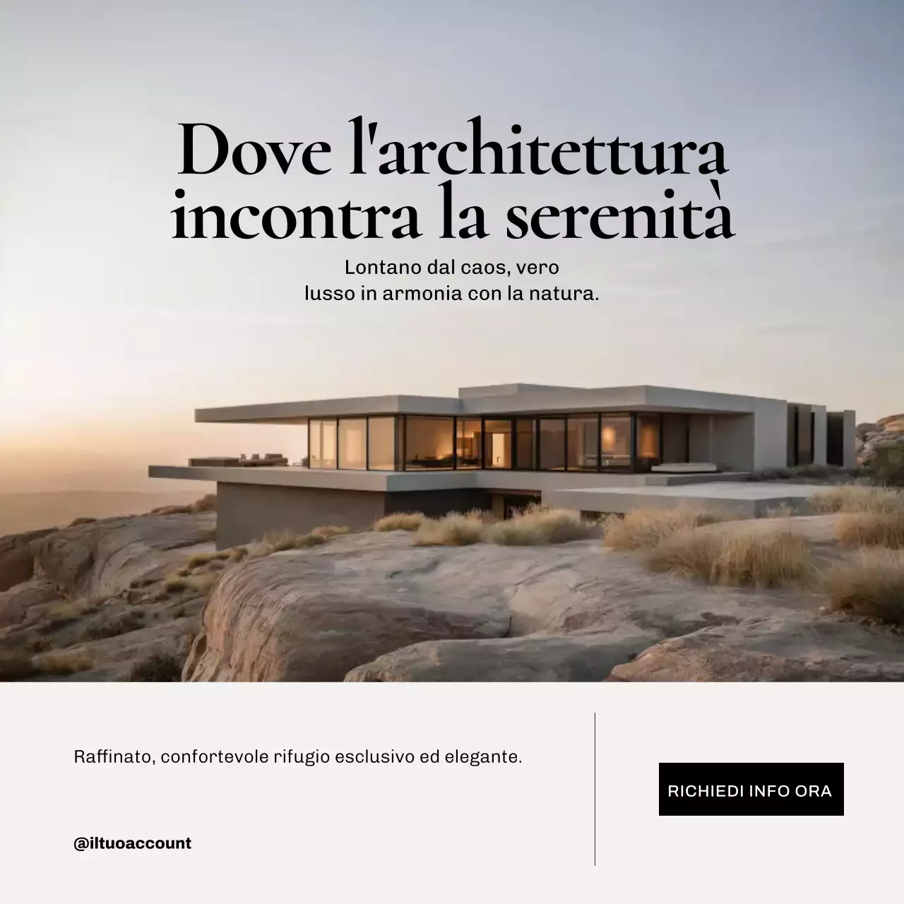 Post di Instagram sulla promozione dell'architettura moderna beige