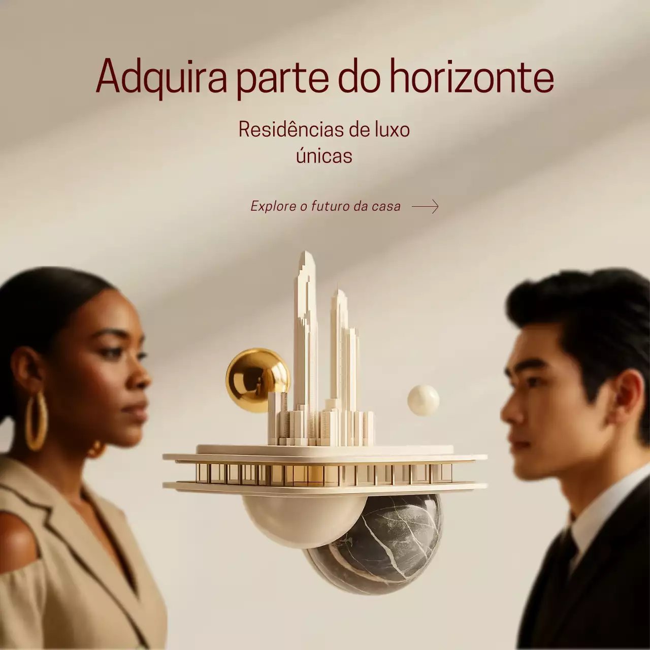 Publicação de anúncio imobiliário moderno bege no Instagram