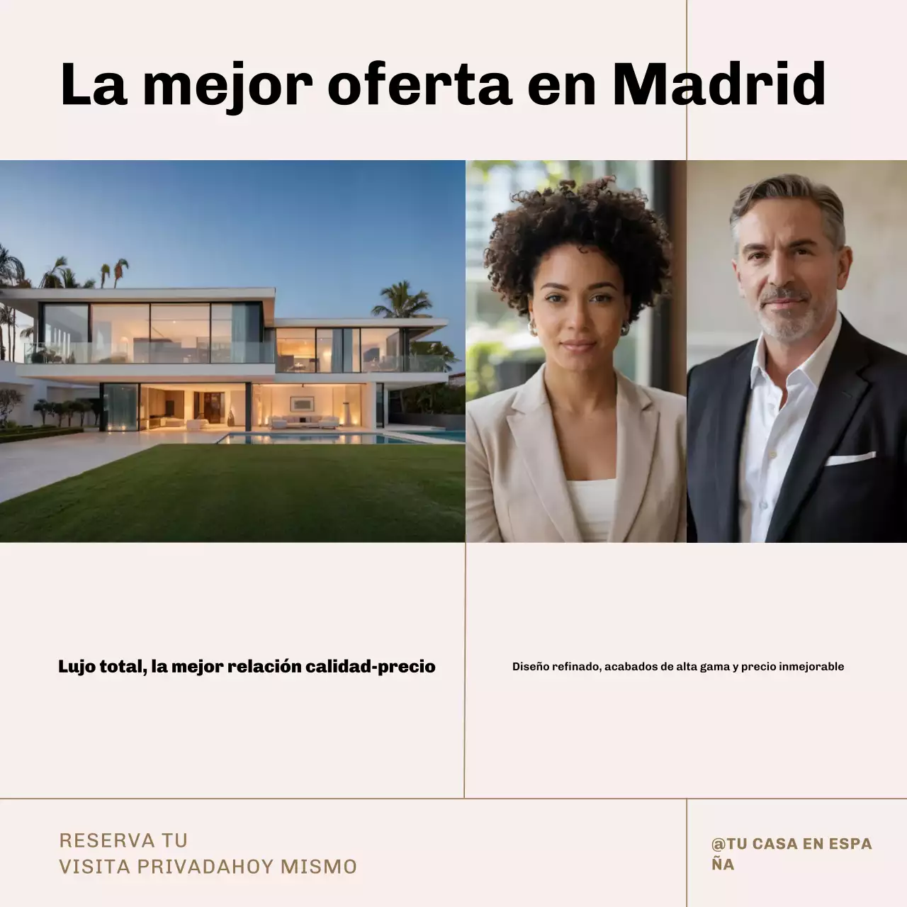 Publicación de Instagram de un anuncio inmobiliario de lujo moderno