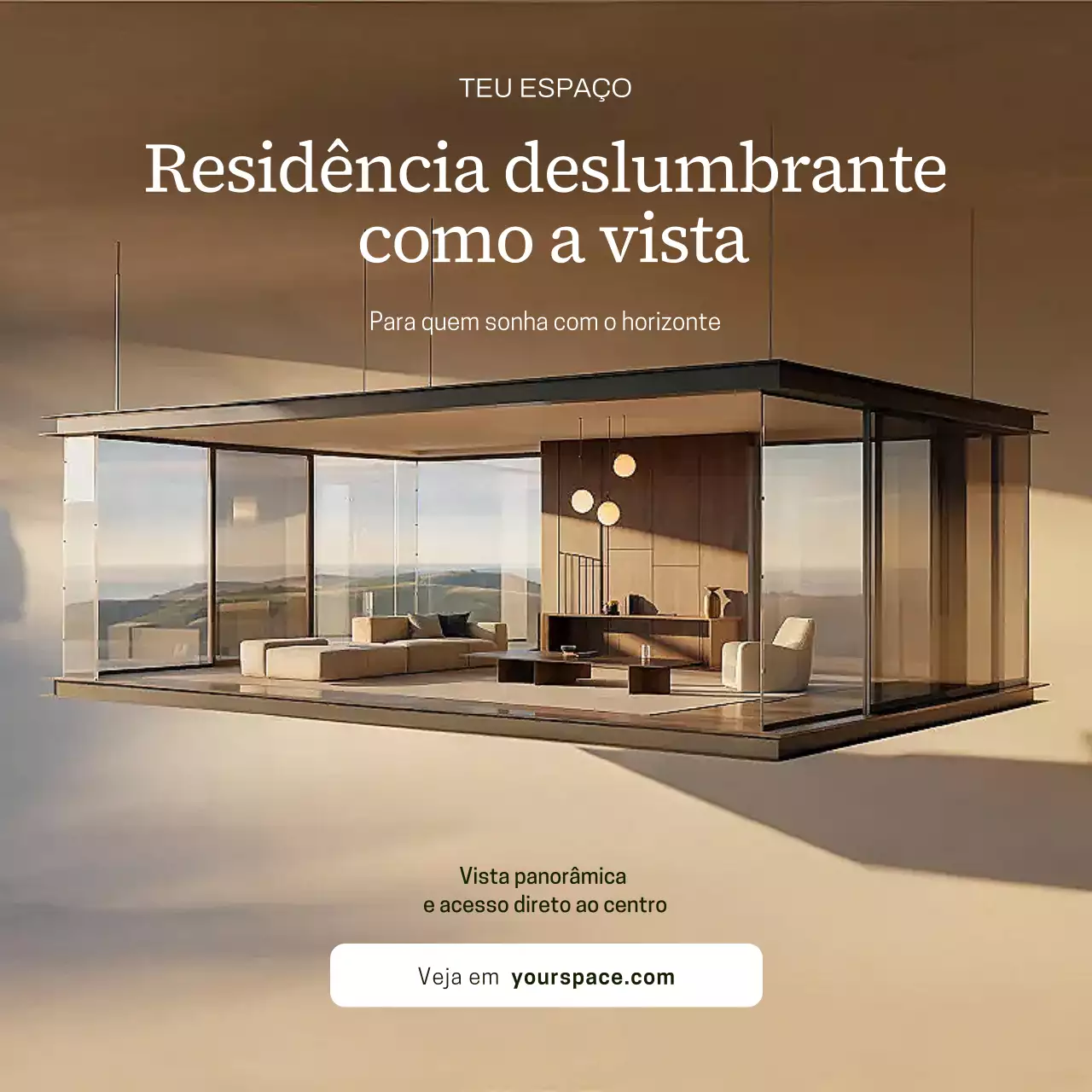 Publicação de anúncio de residência moderna bege no Instagram