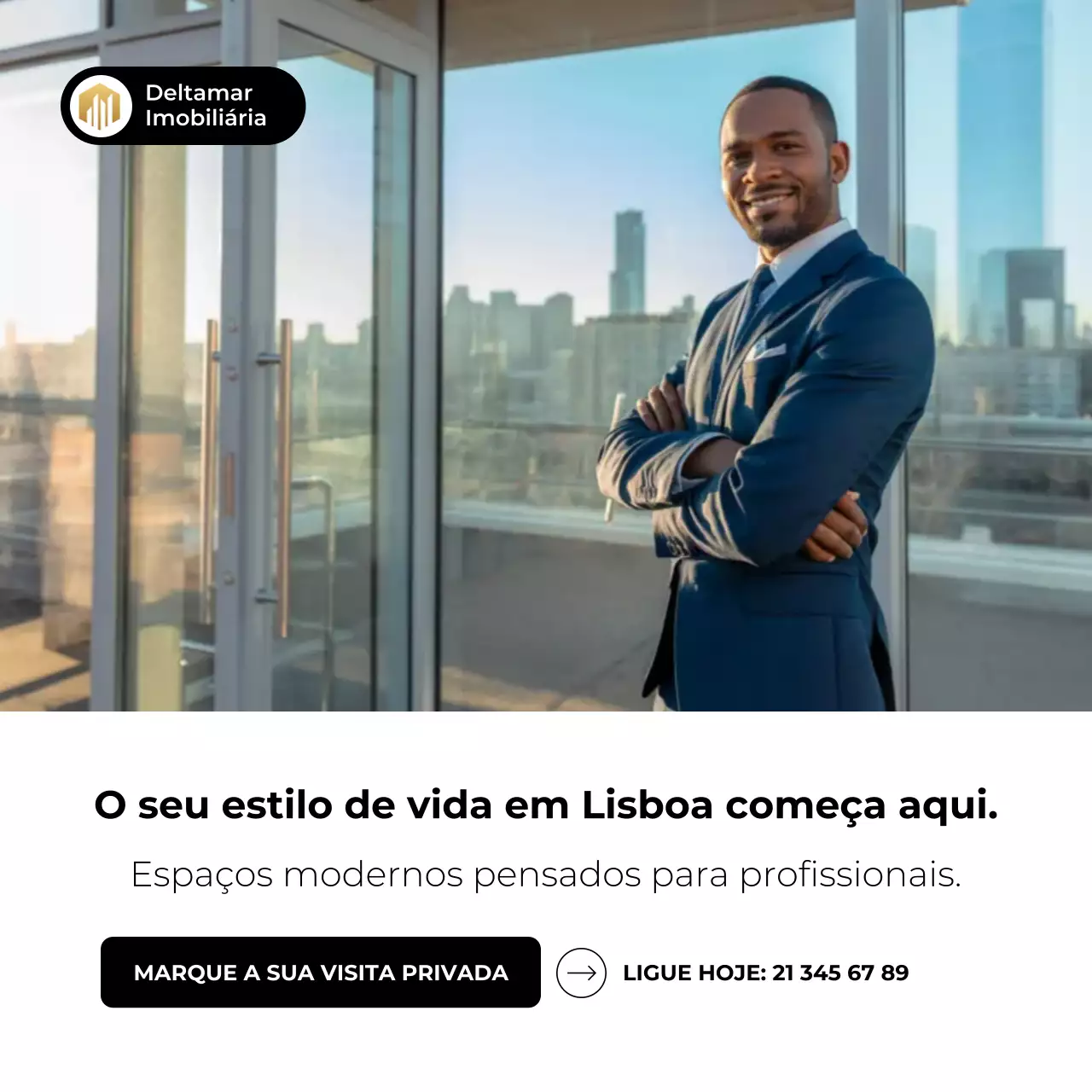 Publicação de anúncio imobiliário moderno azul no Instagram