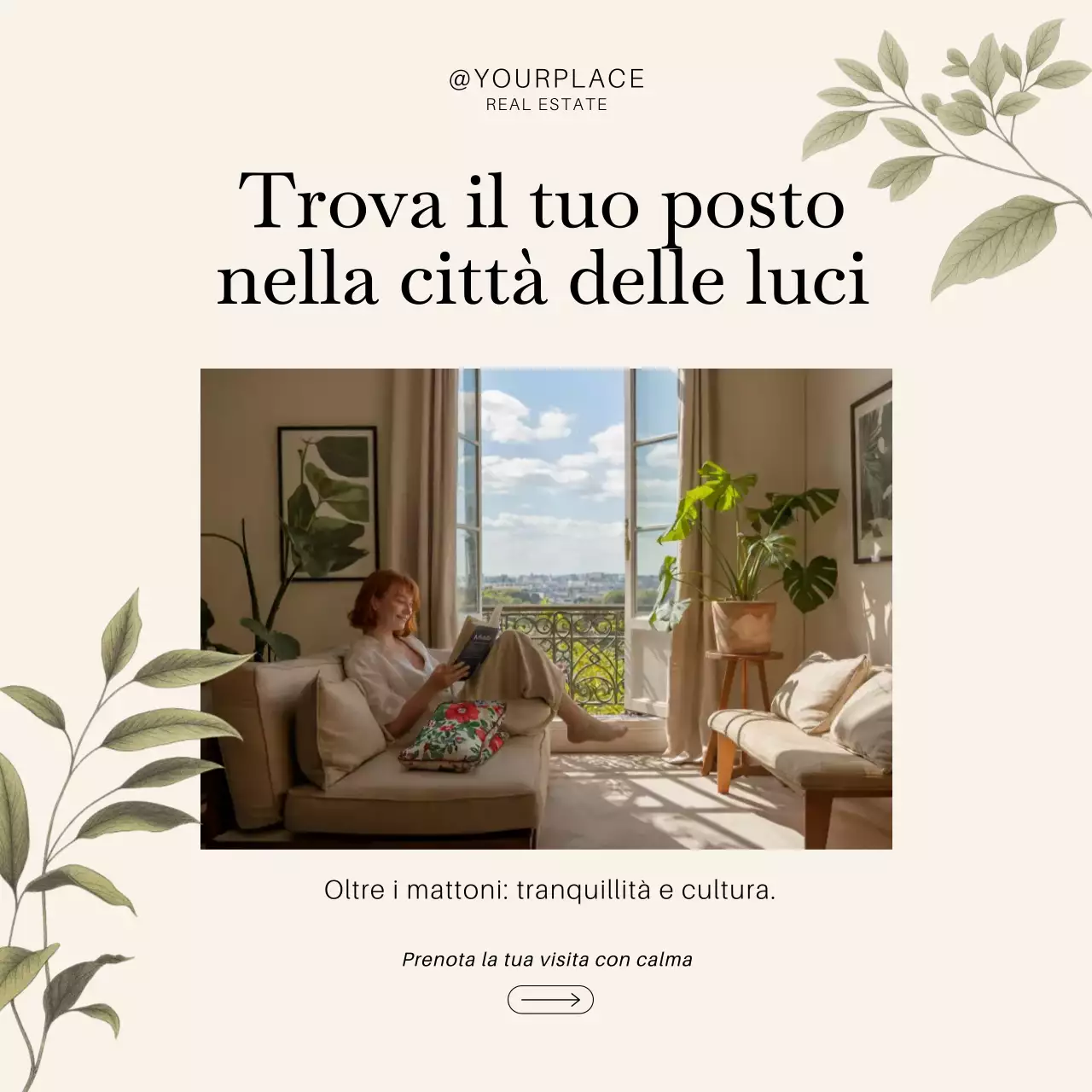 Post Instagram sulla promozione immobiliare elegante beige