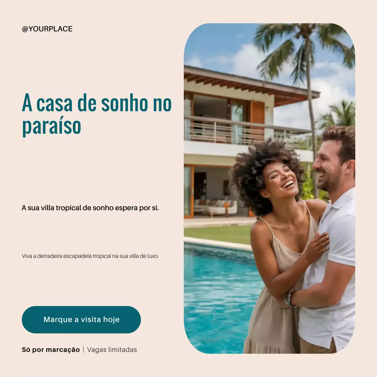 Publicação no Instagram do anúncio da Villa Tropical Bege-azulada