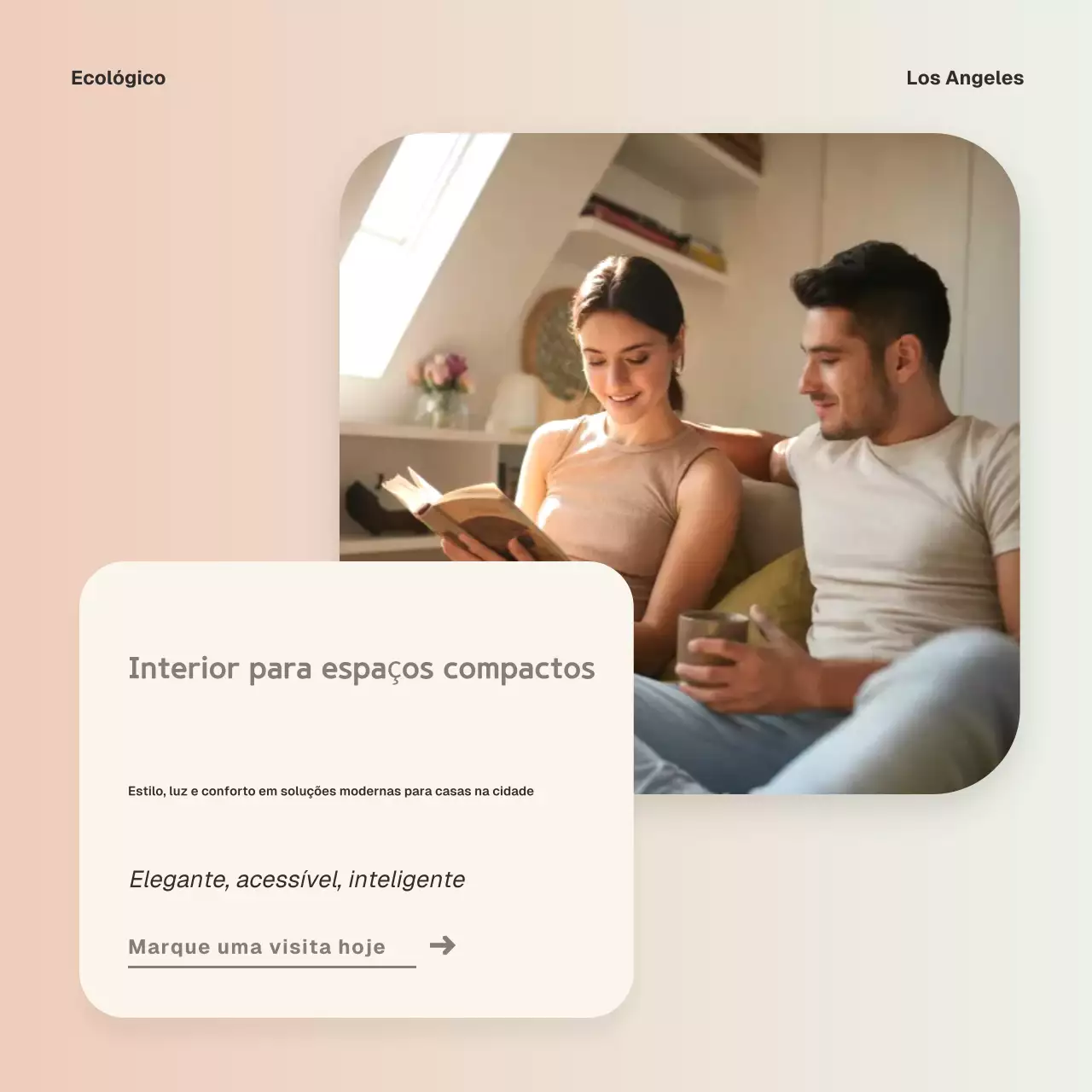 Postagem de promoção de interiores modernos bege no Instagram