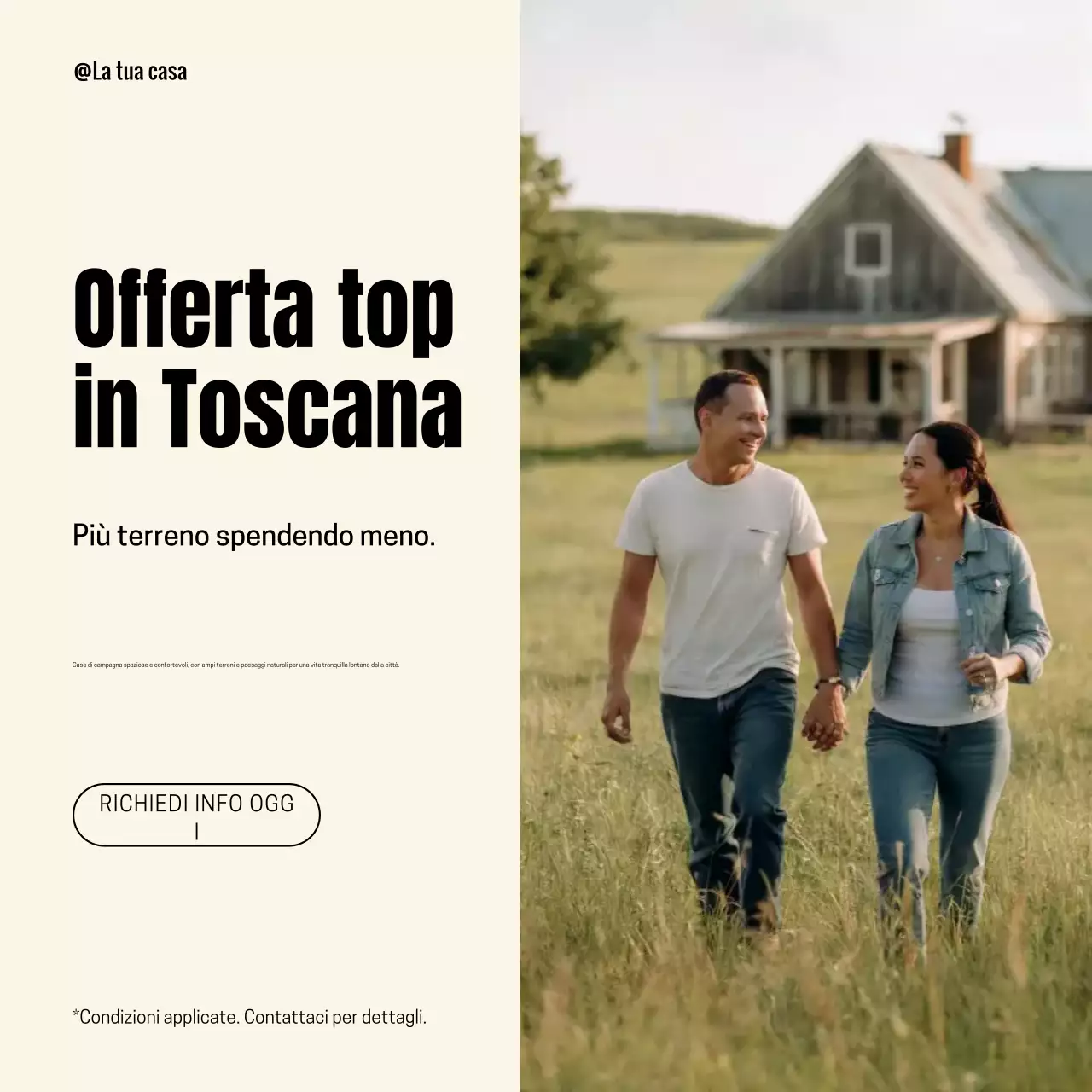 Post Instagram sulla promozione immobiliare rustica beige