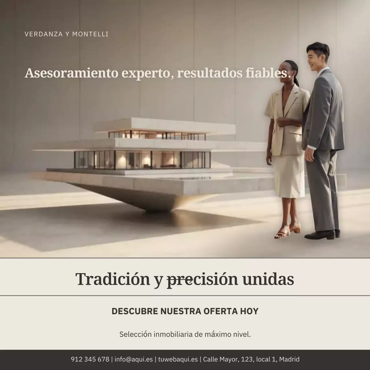 Publicación de Instagram sobre arquitectura moderna en beige