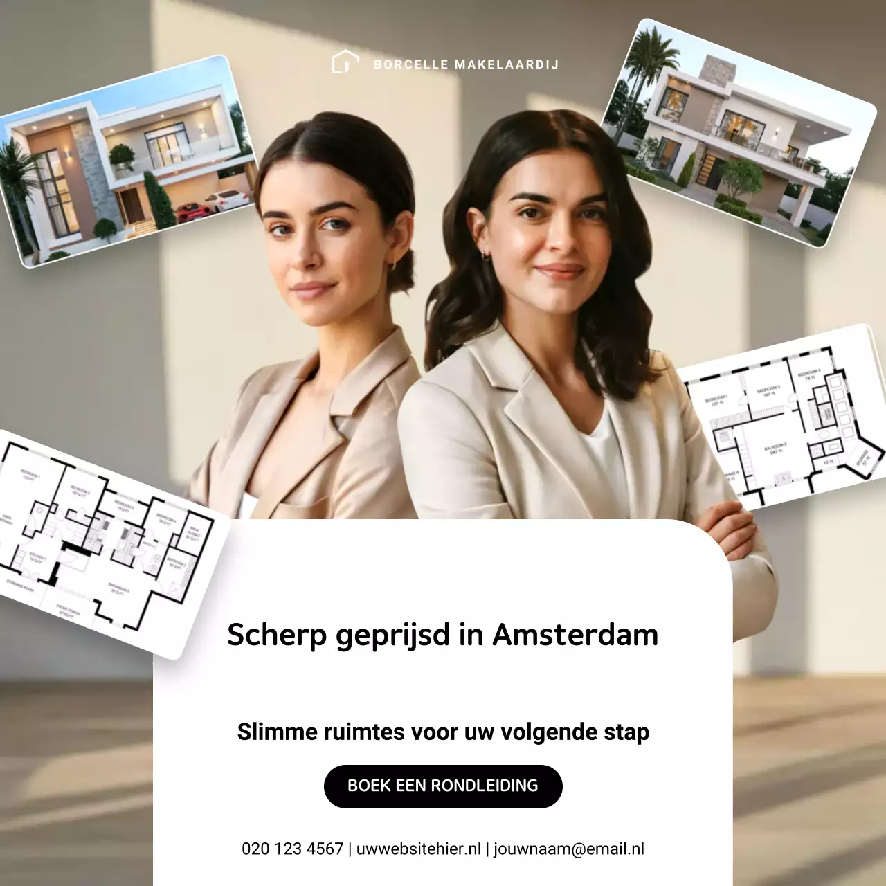 Beige Professionele Vastgoed Promotie Instagram Post