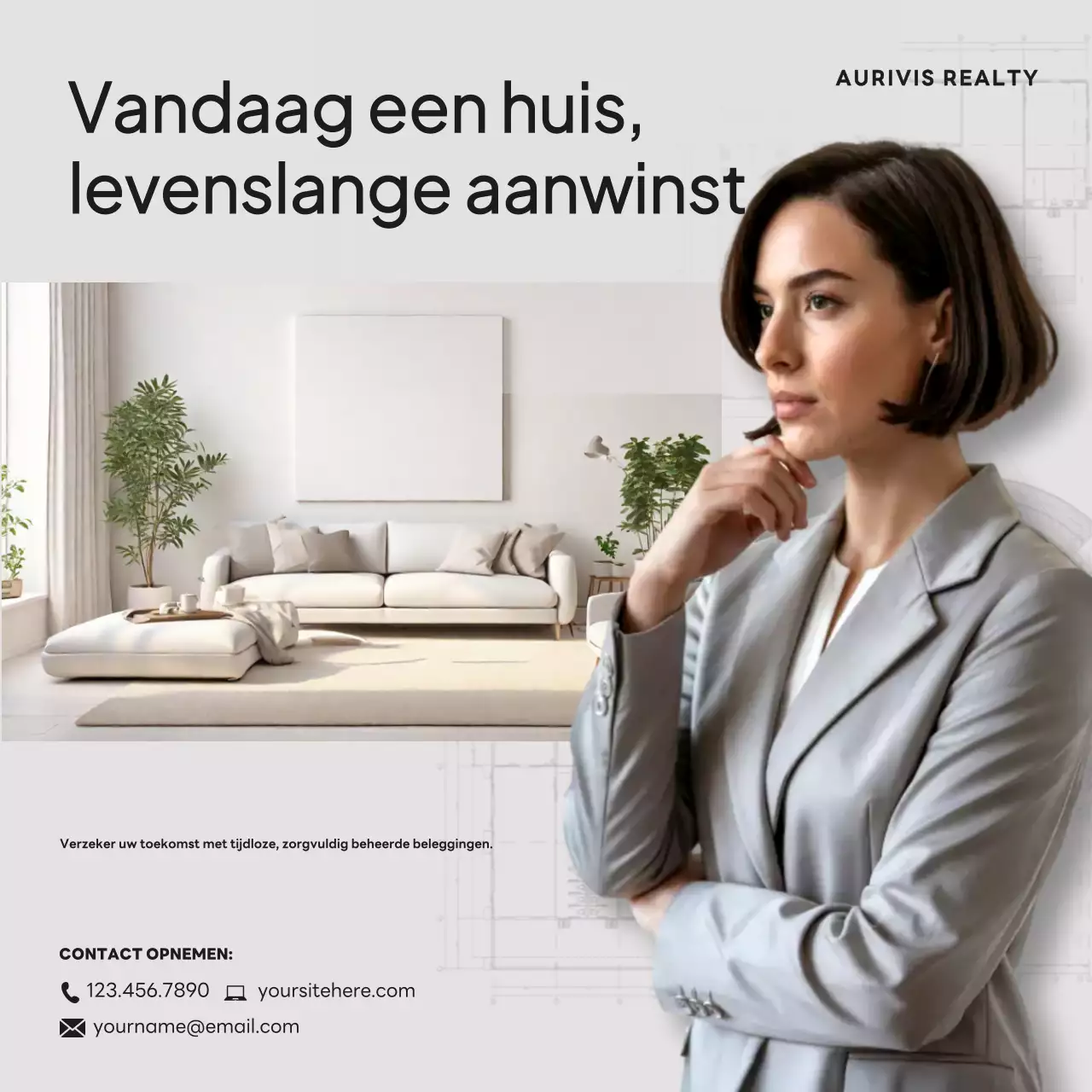 Beige moderne Instagram-post voor vastgoedpromotie