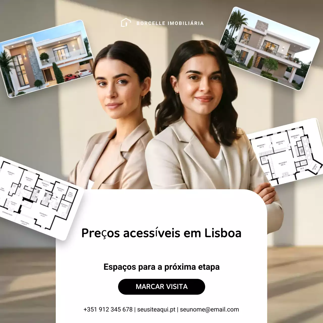 Postagem de promoção imobiliária profissional bege no Instagram