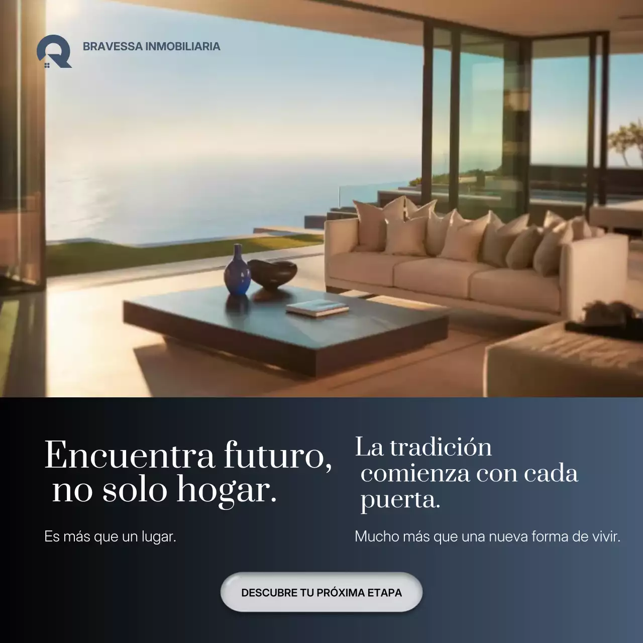 Publicación de Instagram de promoción inmobiliaria moderna en beige