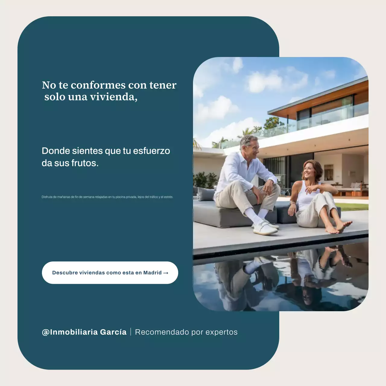 Publicación de Instagram de promoción inmobiliaria moderna en beige