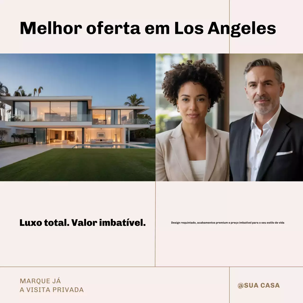 Publicação de anúncio imobiliário de luxo moderno no Instagram